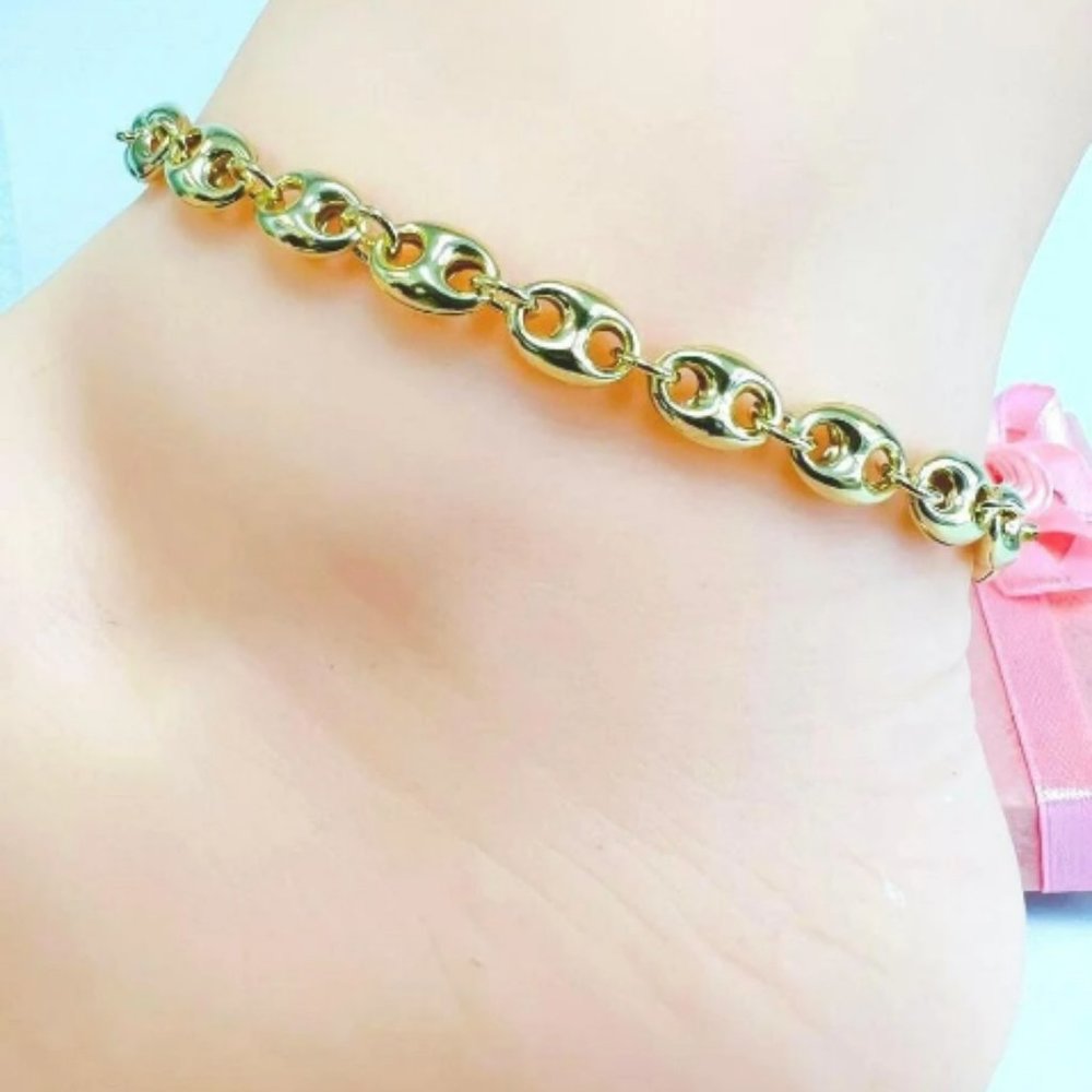GF Mariner Link Anklet Bracelet Womens Ladies Summer Foot Bracelet 10" P…